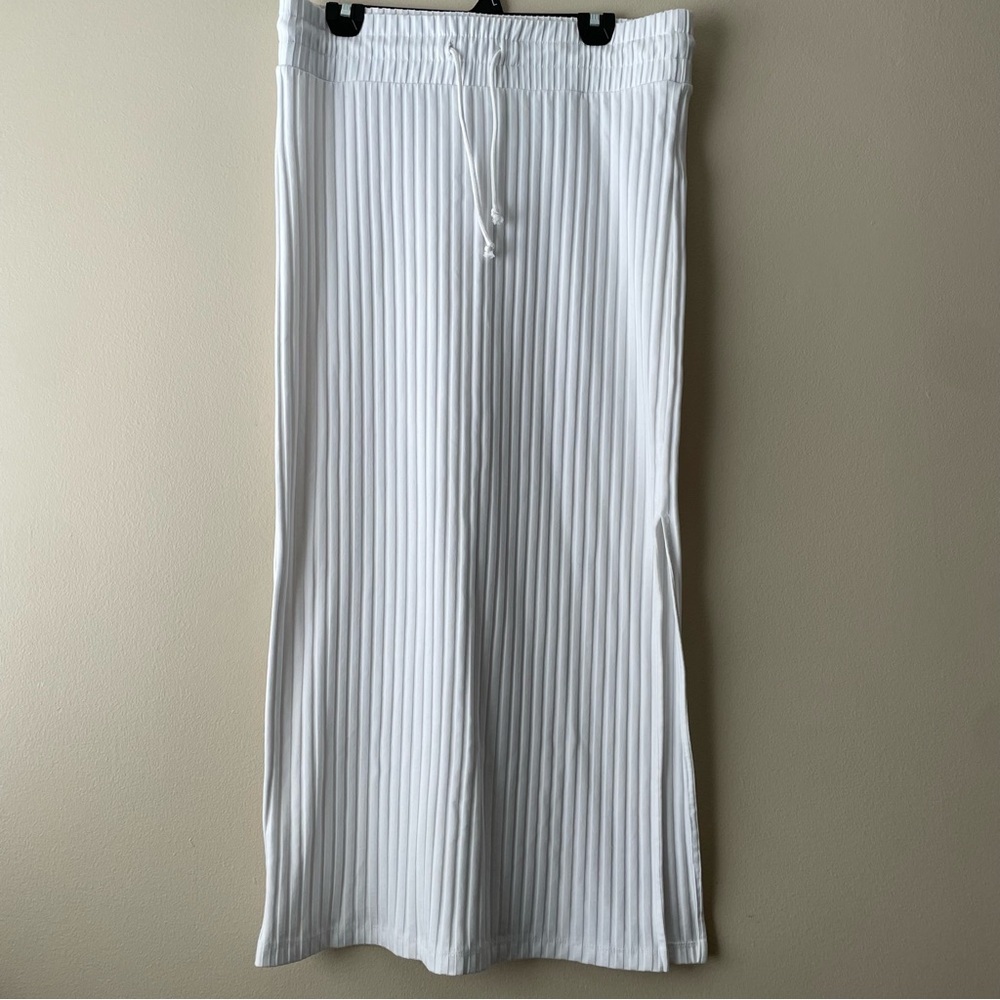 Universal Thread Ribbed White Maxi Skirt with Side Slit Women's L